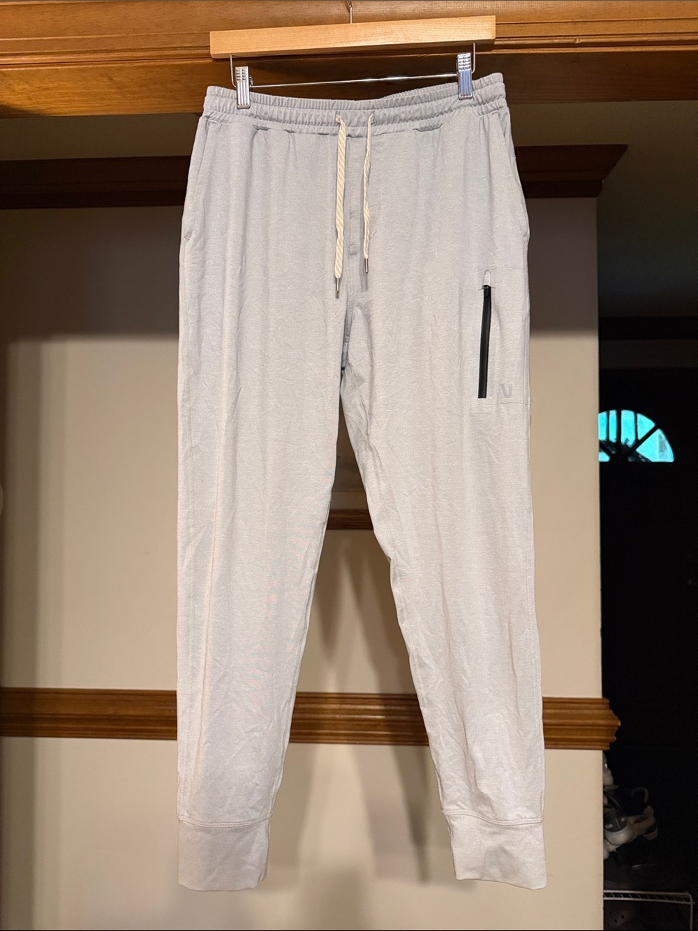 Vuori Light Gray Tech Joggers with Zipper Pocket